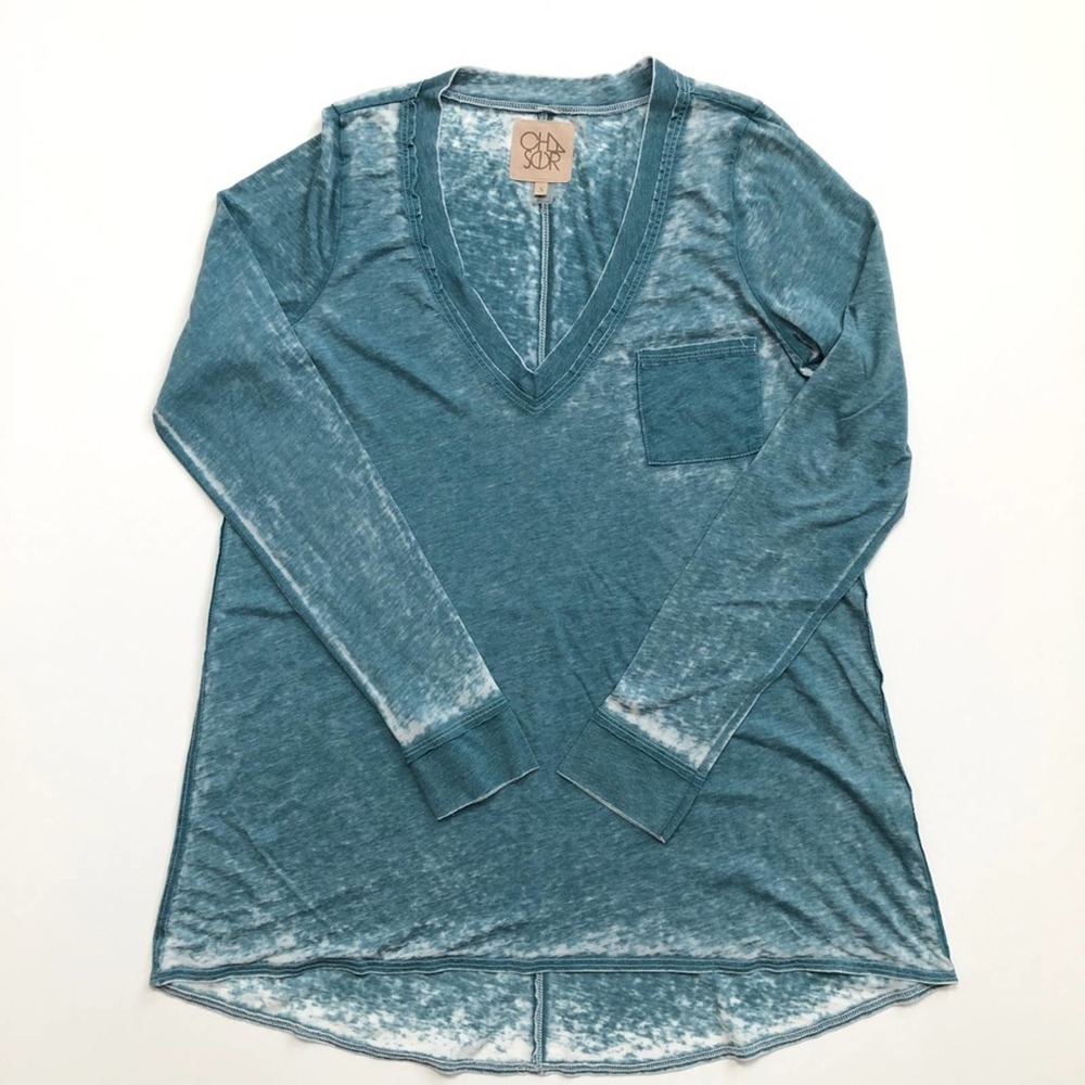Chaser Burnout Long Sleeve Tee Teal Small - Picture 1 of 10